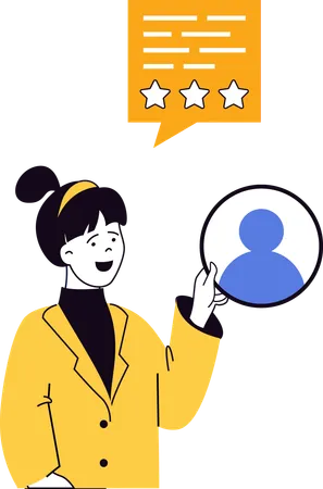 Employee reviewing reviews of new candidate  Illustration