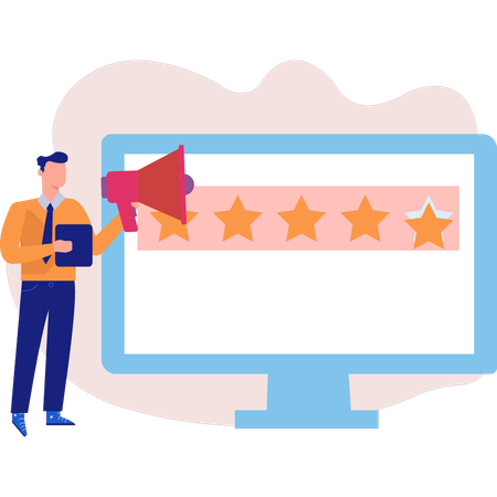 Employee reviewing user feedbacks  Illustration