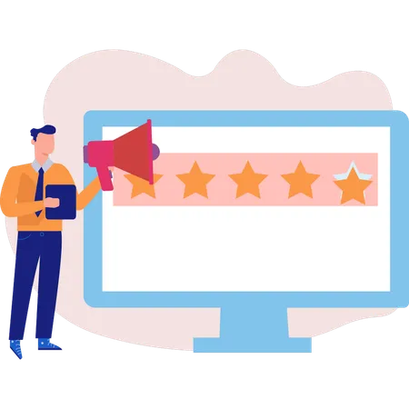 Employee reviewing user feedbacks  Illustration