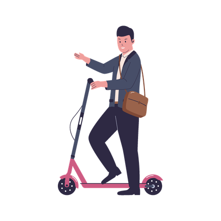 Employee ride electric scooters  Illustration