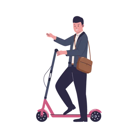 Employees Ride Electric Scooters Illustration