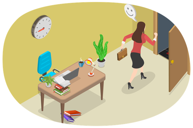 Employee Running Away From Office  Illustration