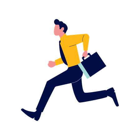 Employee Running Fast with Holding Suitcase  Illustration