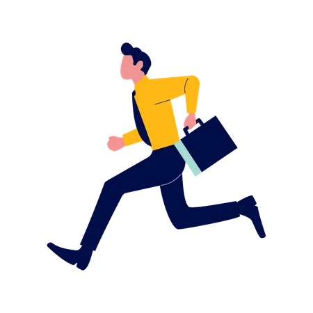 Employee Running Fast with Holding Suitcase  Illustration