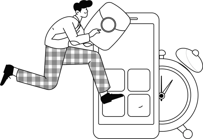 Employee running for bank meeting  Illustration