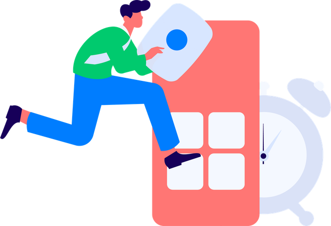 Employee running for bank meeting  Illustration