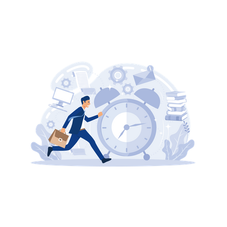 Employee running for office on time  Illustration