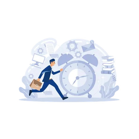 Employee running for office on time  Illustration
