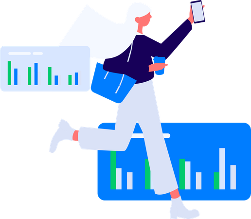 Employee running to be on time in office  Illustration