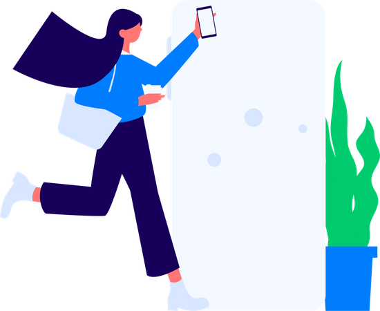 Employee runs for business presentation  Illustration