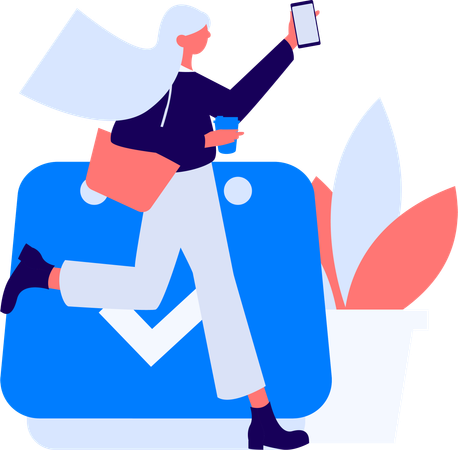 Employee runs for business presentation  Illustration