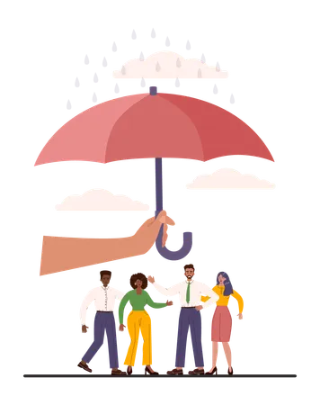 Protection Concept Safety And Care For People Shield Umbrella Or Barrier Protect People From Danger Idea Of Insurance Or Data Privacy Flat Vector Illustration 일러스트레이션