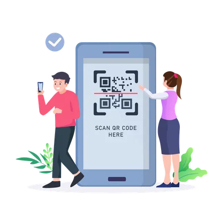 Employee Scans Qr Code For Login  Illustration