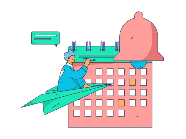 Employee schedules business tasks  Illustration