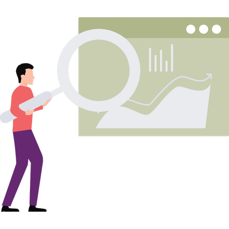Employee searches on business data  Illustration