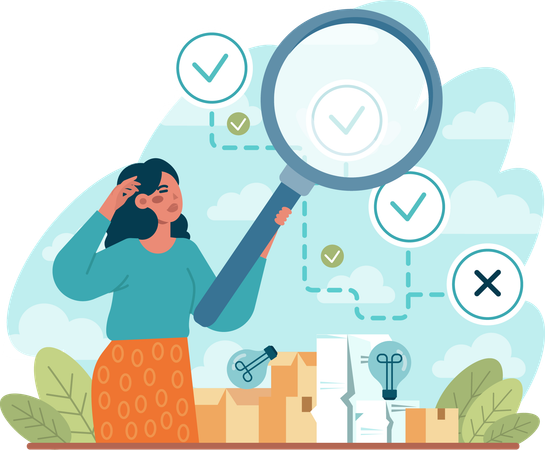 Employee searching for business goal  Illustration