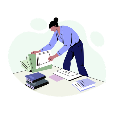 Employee Searching office document  Illustration
