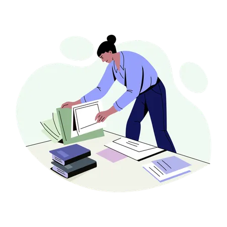 Employee Searching office document  Illustration