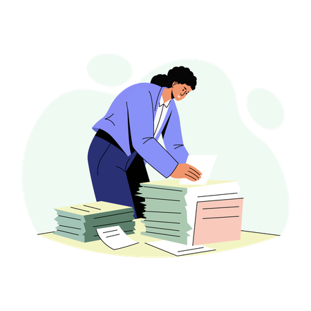 Employee Searching office files  Illustration