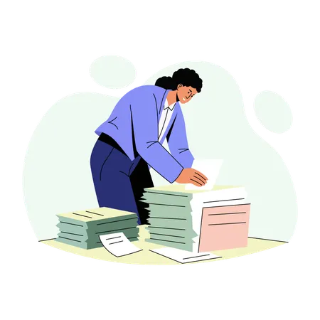 Employee Searching office files  Illustration