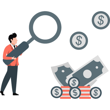 Employee searching on investment profit data  Illustration