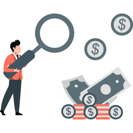 Employee searching on investment profit data  Illustration