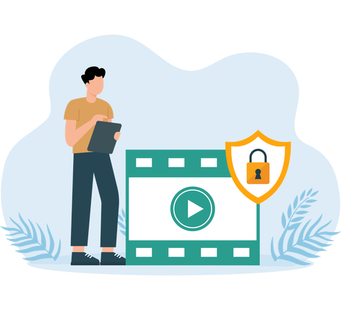 Employee secure online videos  Illustration