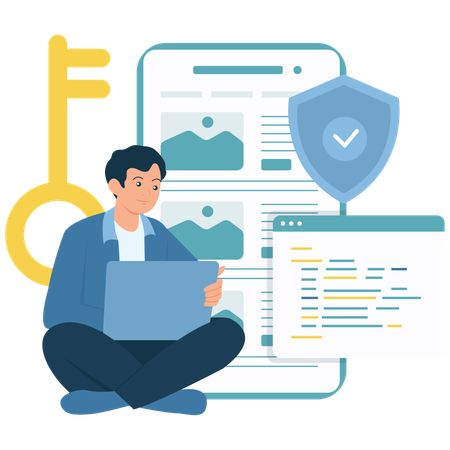 Employee Secures Coding Workflow  Illustration