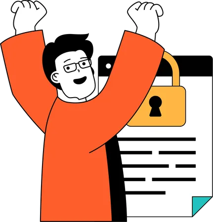 Employee secures file  Illustration