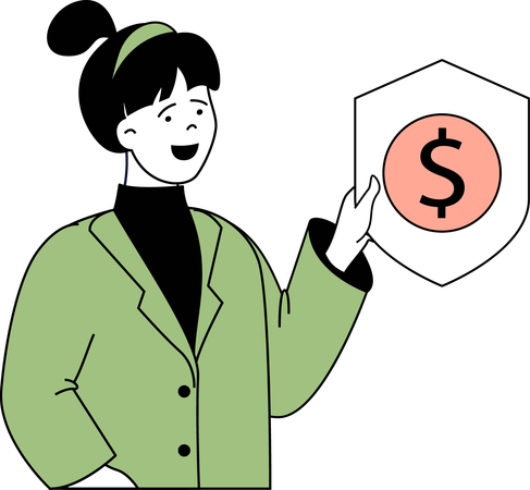Employee secures her data  Illustration