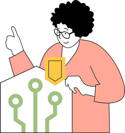 Employee secures network  Illustration