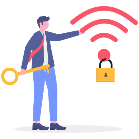 Employee secures wi-fi connection  Illustration