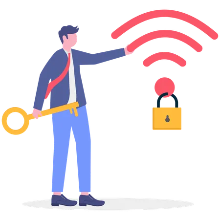 Employee secures wi-fi connection  Illustration