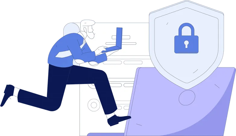 Employee securing company's messages  Illustration