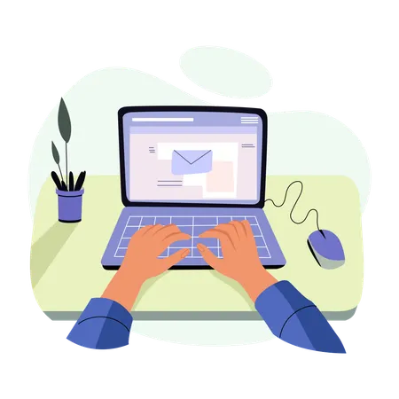 Employee Sending client email  Illustration