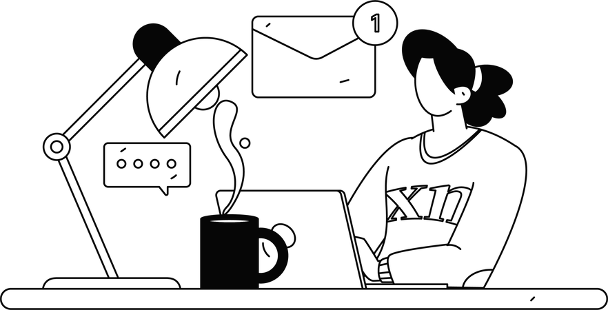 Employee sending client emails  Illustration