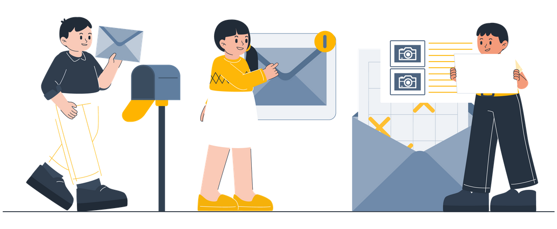 Employee Sending E Mail  Illustration