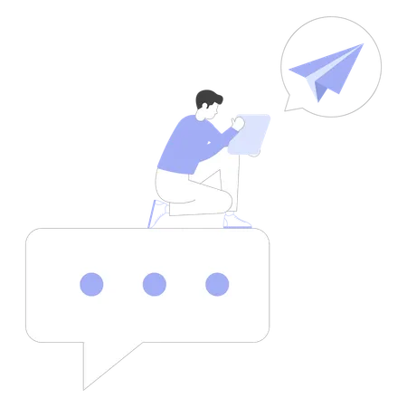 Employee sending email mails  Illustration