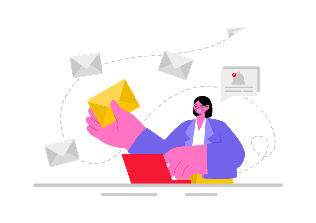 Employee sending marketing mails to customers  Illustration