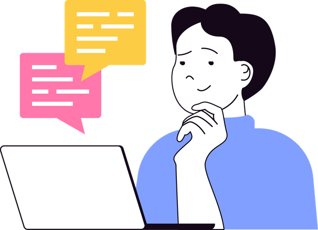 Employee sending messages in online meeting  Illustration