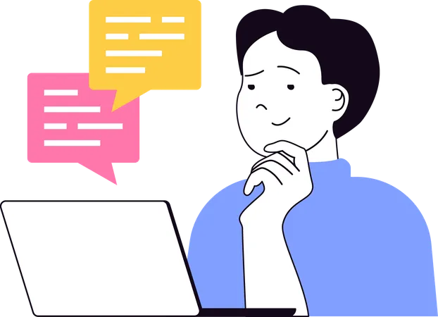 Employee sending messages in online meeting  Illustration