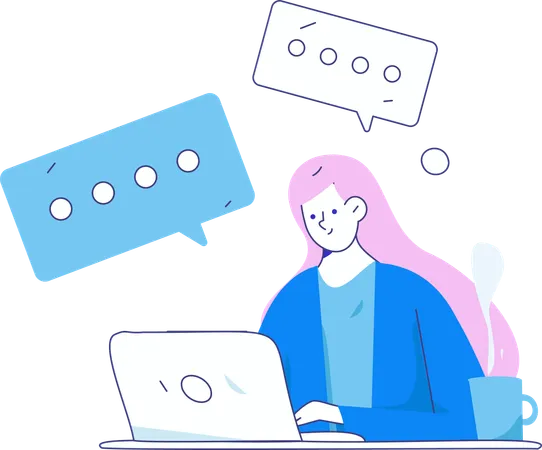 Employee sending online messages  Illustration