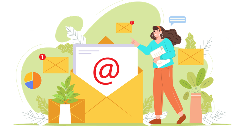 Employee sends advertisement emails to clients  Illustration