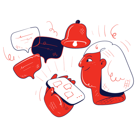 Employee sends business mail notification  Illustration