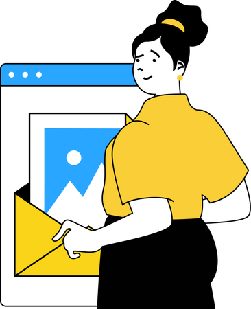 Employee sends image file in mail  イラスト