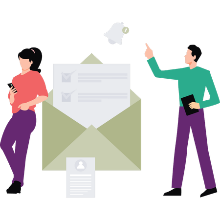 Employee sends promotional emails to clients  Illustration