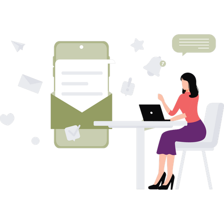 Employee sends promotional emails to clients  Illustration