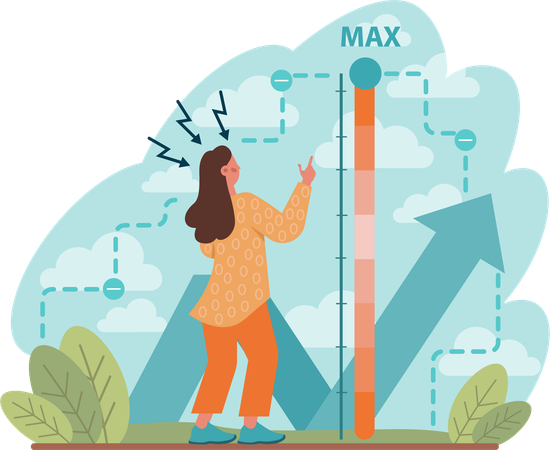 Employee sets up higher goals  Illustration