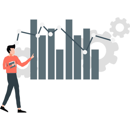 Employee setting on analytics graph  Illustration