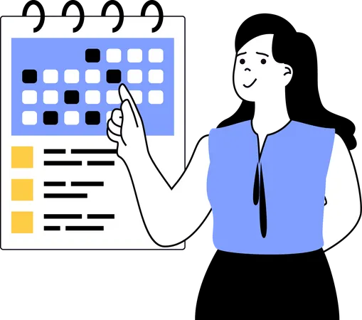 Employee setting up deadlines calendar  Illustration